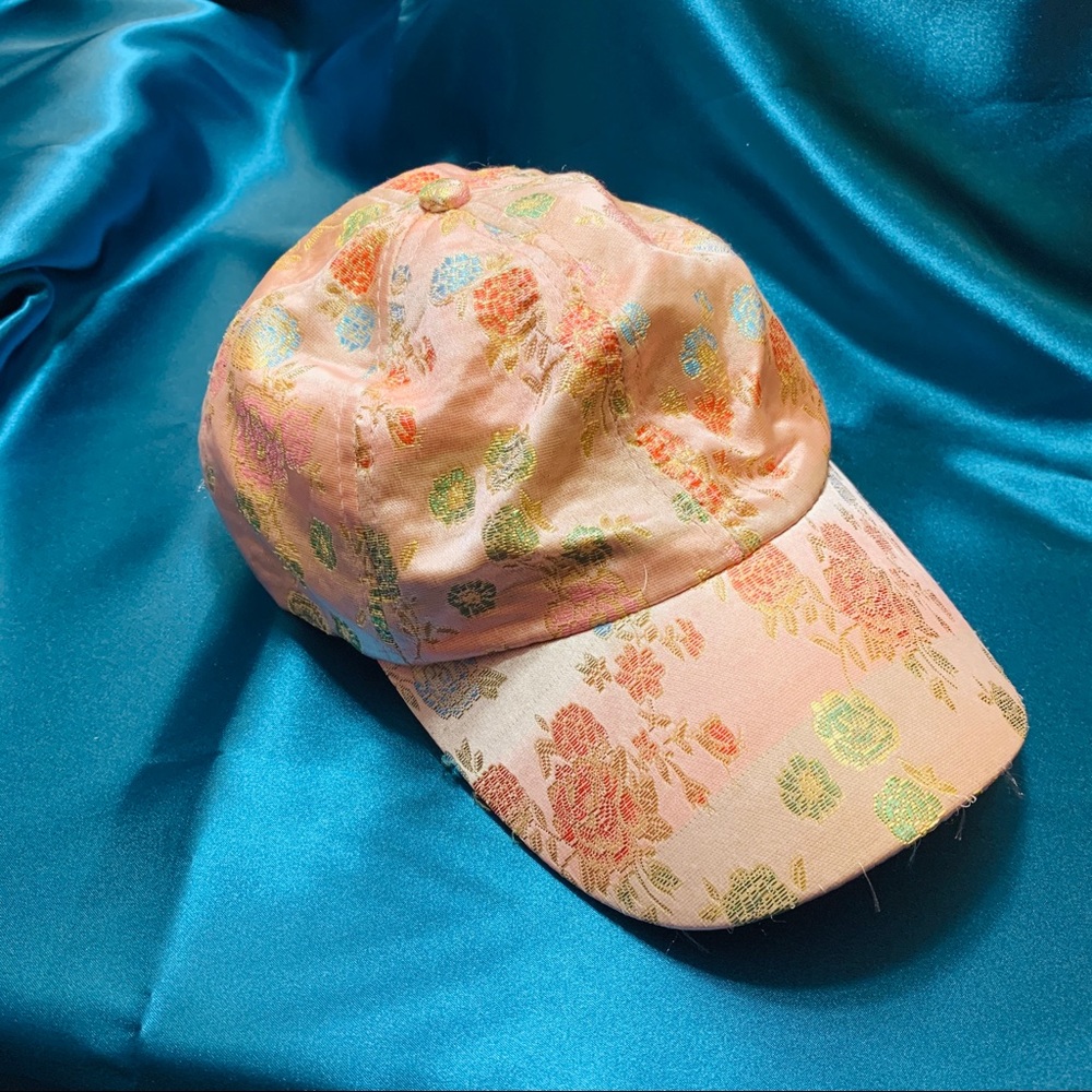 Satin Floral Pink Baseball Cap